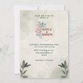 Groene Waterverf met Floral Save The Date (Voorkant)