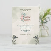 Groene Waterverf met Floral Save The Date (Staand voorkant)