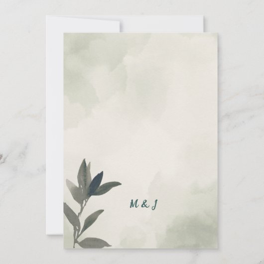 Groene Waterverf met Floral Save The Date (Achterkant)