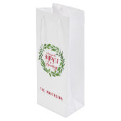 groene waterverf met gelukkigste feestdagen wijn cadeautas (Achterkant Gekanteld)