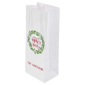 groene waterverf met gelukkigste feestdagen wijn cadeautas (Voorkant Gekanteld)