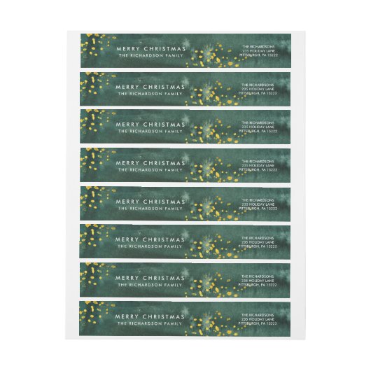 Groene Waterverf met goud | Vrolijk kerstfeest (Vel)