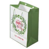 Groene waterverf met het gelukkigste vakantie medi medium cadeauzakje (Voorkant Gekanteld)