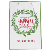 Groene waterverf met het gelukkigste vakantie medi medium cadeauzakje (Voorkant)