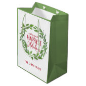 Groene waterverf met het gelukkigste vakantie medi medium cadeauzakje (Achterkant Gekanteld)