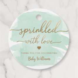 Groene Waterverf met liefdesBaby shower Bedankjes Labels