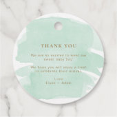 Groene Waterverf met liefdesBaby shower Bedankjes Labels (Achterkant)