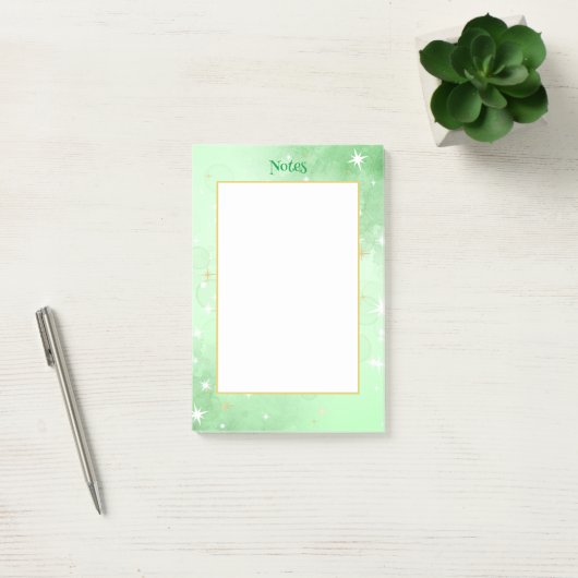Groene Waterverf met vergulde sterren Post-it® Notes (Kantoor)