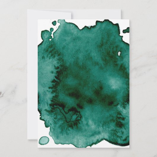 Groene Waterverf Modern Elegant Huwelijk Kaart (Achterkant)