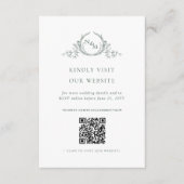 Groene Waterverf Monogram QR Code/RSVP Online Informatiekaartje (Voorkant)