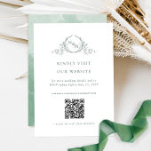 Groene Waterverf Monogram QR Code/RSVP Online Informatiekaartje