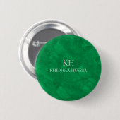 Groene Waterverf Monogram Ronde Button 5,7 Cm (Voorkant /achterkant)