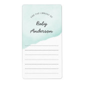 Groene Waterverf neutraal gender baby shower boek Etiket (Voorkant)