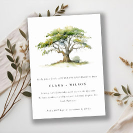 Groene Waterverf Oak Tree Wedding Jubileum Kaart