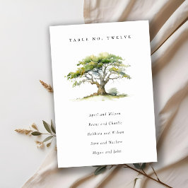 Groene Waterverf Oak Tree Wedding Seating Kaart