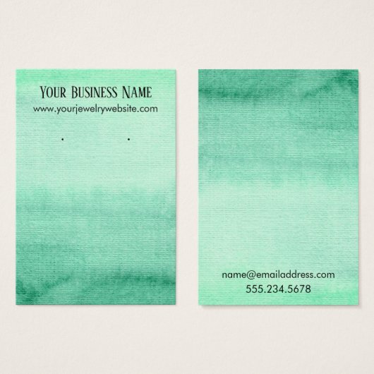 Groene Waterverf Ombre Earring Holder Display Kaar Visitekaartjes (Voorkant /achterkant)