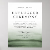 Groene Waterverf Ombre Unplugged Wedding Ceremony Poster (Voorkant)