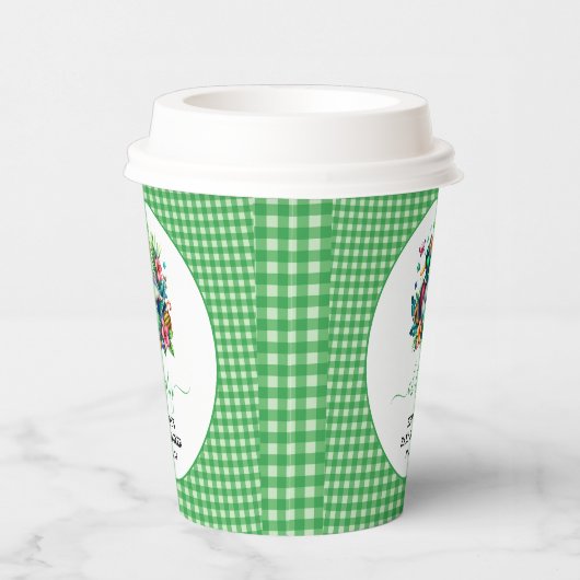 groene Waterverf One Lucky Duck Boy 1st Birthday Papieren Bekers (Rechts)