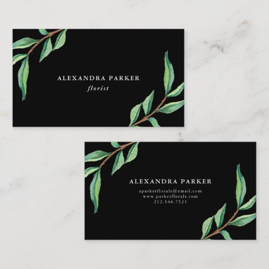 Groene Waterverf op zwart Visitekaartje (Voorkant / Achterkant)