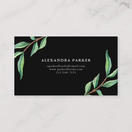 Groene Waterverf op zwart Visitekaartje (Achterkant)