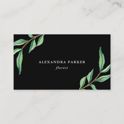 Groene Waterverf op zwart Visitekaartje (Voorkant)