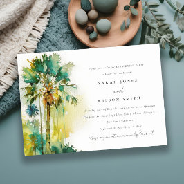 Groene Waterverf Palm Trees Verloving Kaart