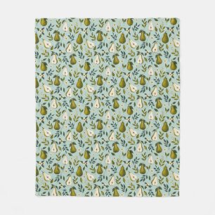 Groene Waterverf Parel Patroon op Stofblauw Fleece Deken