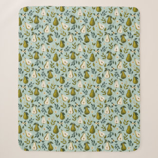 Groene Waterverf Parelmoer Patroon op Stofblauw  Sherpa Deken