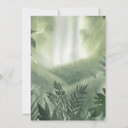 Groene Waterverf Parrot Forest oerwoud baby shower Kaart (Achterkant)