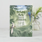 Groene Waterverf Parrot Forest oerwoud Verjaardag Kaart (Staand voorkant)