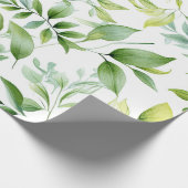 Groene waterverf pastelbladeren patroon cadeaupapier (Hoek)