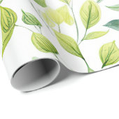 Groene waterverf pastelbladeren patroon cadeaupapier (Rol Hoek)