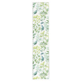 Groene waterverf pastelbladeren patroon korte tafelloper (Voorkant)