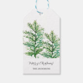 Groene Waterverf Pine Branches Cadeaulabel (Voorkant)