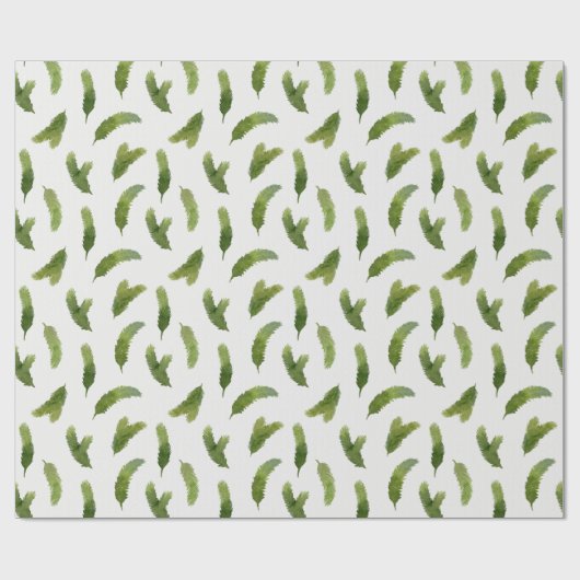 Groene Waterverf Pine Tree Branches Christmas Cadeaupapier (Vlak)
