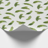 Groene Waterverf Pine Tree Branches Christmas Cadeaupapier (Hoek)