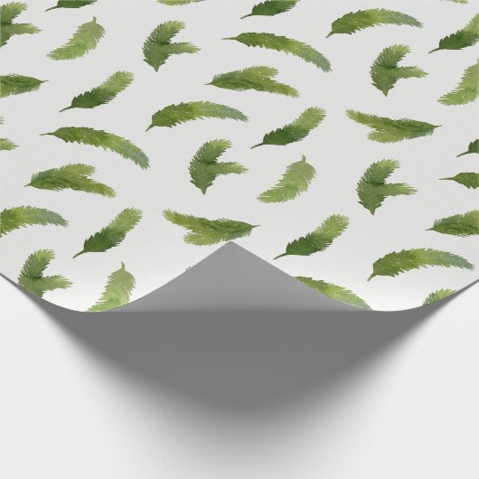 Groene Waterverf Pine Tree Branches Christmas Cadeaupapier (Hoek)
