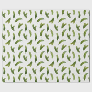 Groene Waterverf Pine Tree Branches Christmas Cadeaupapier