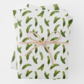 Groene Waterverf Pine Tree Branches Christmas Inpakpapier Vel (In situ)