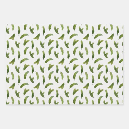 Groene Waterverf Pine Tree Branches Christmas Inpakpapier Vel (Voorkant)