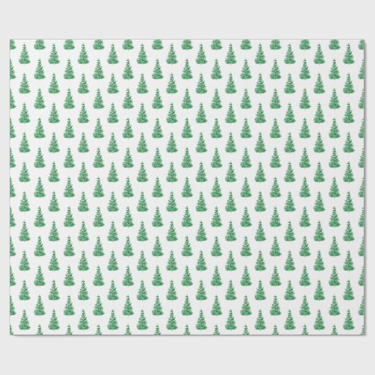 Groene Waterverf Pine Tree Patroon Cadeaupapier (Vlak)