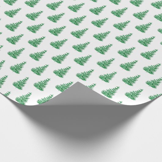 Groene Waterverf Pine Tree Patroon Cadeaupapier (Hoek)