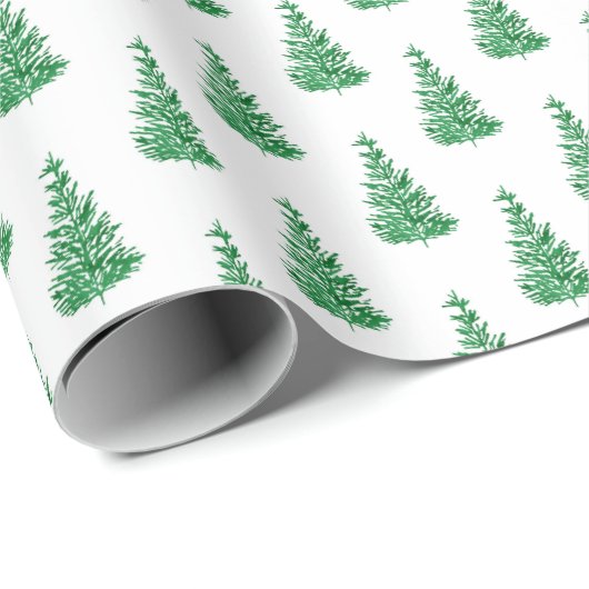 Groene Waterverf Pine Tree Patroon Cadeaupapier (Rol Hoek)