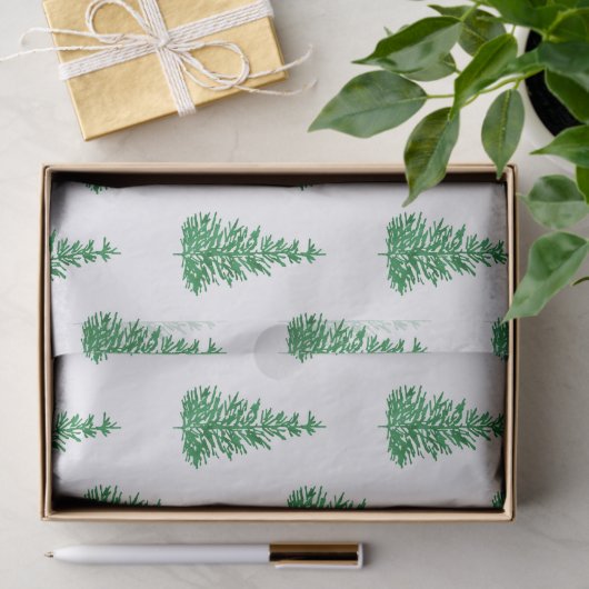 Groene Waterverf Pine Tree Patroon Tissuepapier (Geschenk)