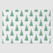 Groene Waterverf Pine Tree Patroon Tissuepapier (Voorkant)