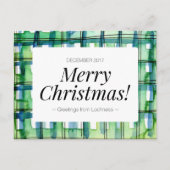 Groene Waterverf Plaid Vrolijk Kerstfeest Feestdagenkaart (Voorkant)