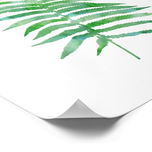 Groene Waterverf Plant Fern Poster (Hoek)