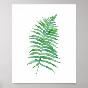 Groene Waterverf Plant Fern Poster