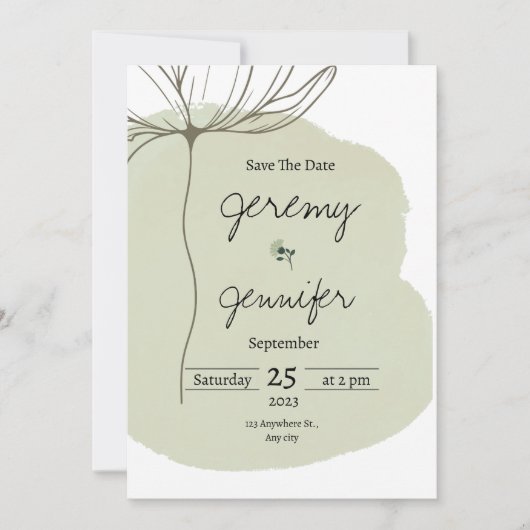 Groene Waterverf Portret minimalistisch Eenvoudig Kaart (Voorkant)