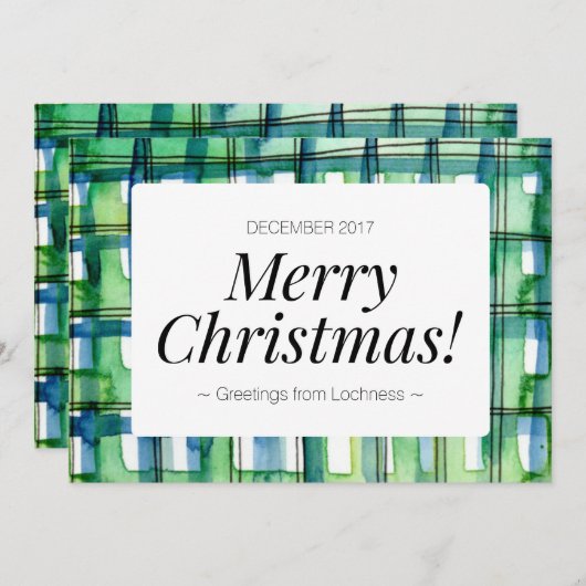 Groene Waterverf Pset Merry-kerstkaart Feestdagenkaart (Voorkant / Achterkant)